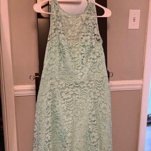 Mint David’s Bridal Lace Dress Short